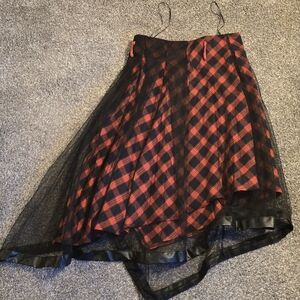 Plaid Red and Black Women's Asymmetrical Skirt Size Small